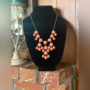 Statement Bubble Bib Necklace Pink Cluster Chic Beaded Lucite Gold Tone Setting